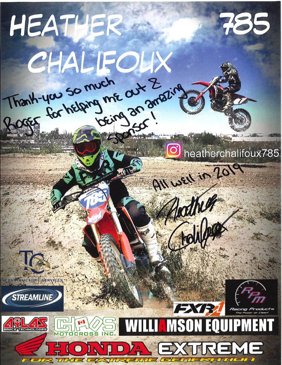 Heather Chalifoux Motocross Sponsor